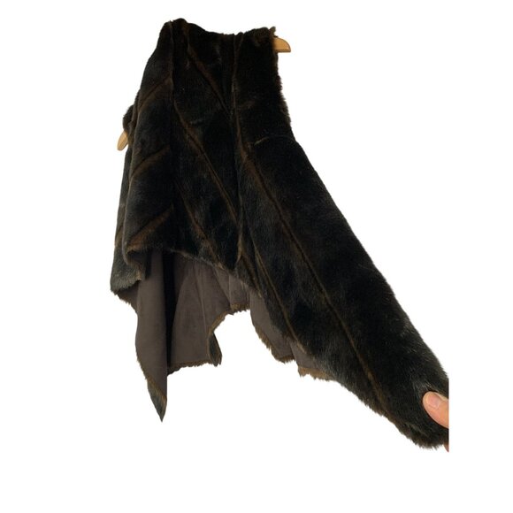 Reversible Faux Fur Microfiber Suede Vest Open Waterfall Style Size S 8724 Asym - Picture 4 of 11